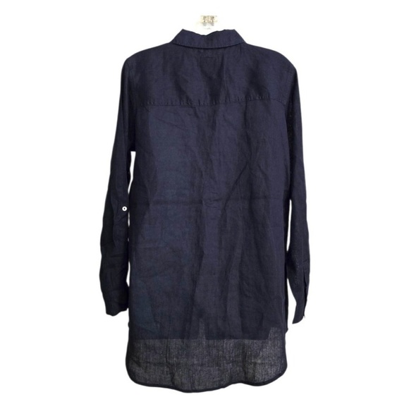 Sigrid Olsen Navy Blue Linen Pants Top M - Picture 7 of 9